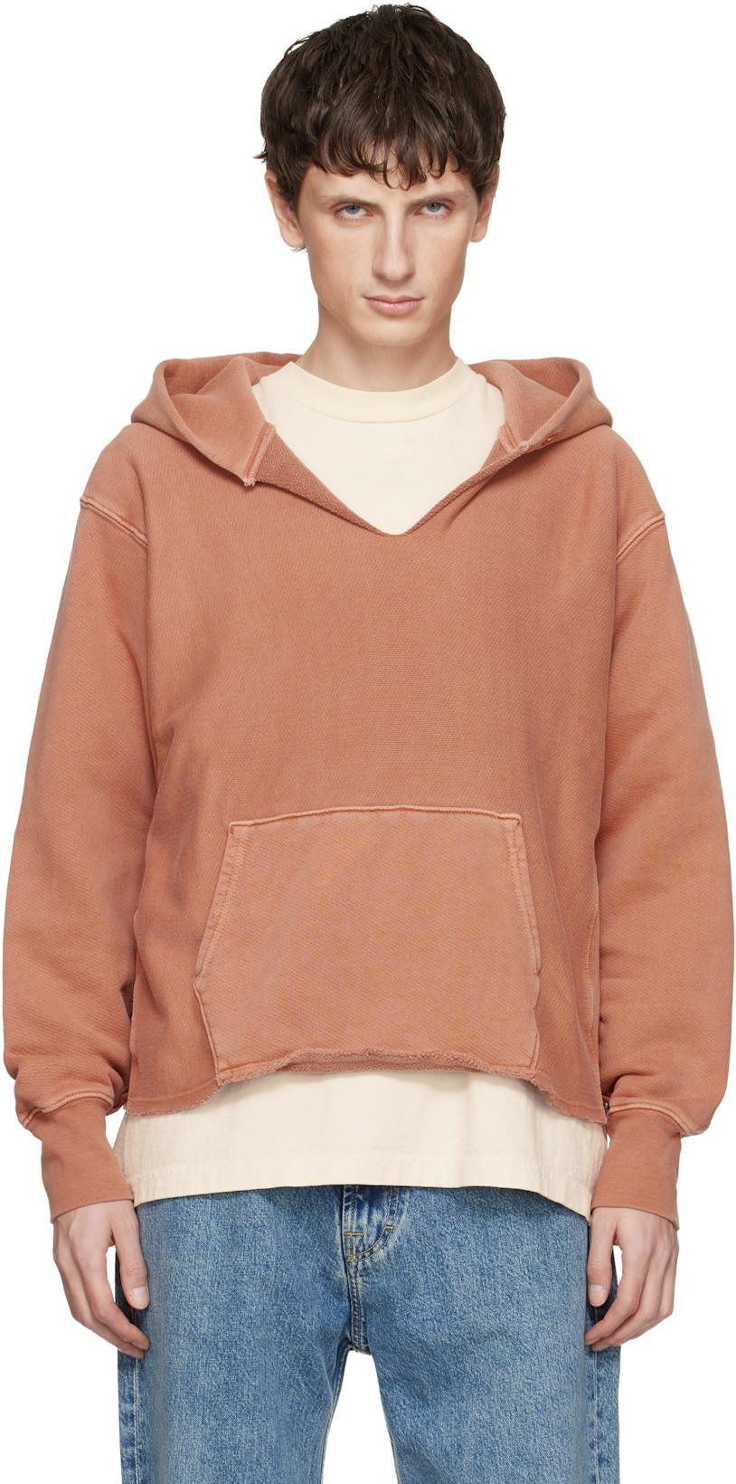 Orange Heavyweight Raw Cropped Hoodie by LES TIEN