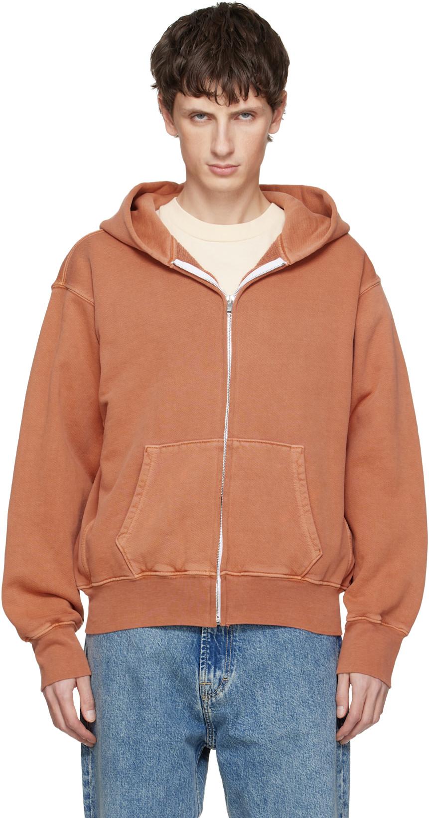 Orange Heavyweight Zip Hoodie by LES TIEN