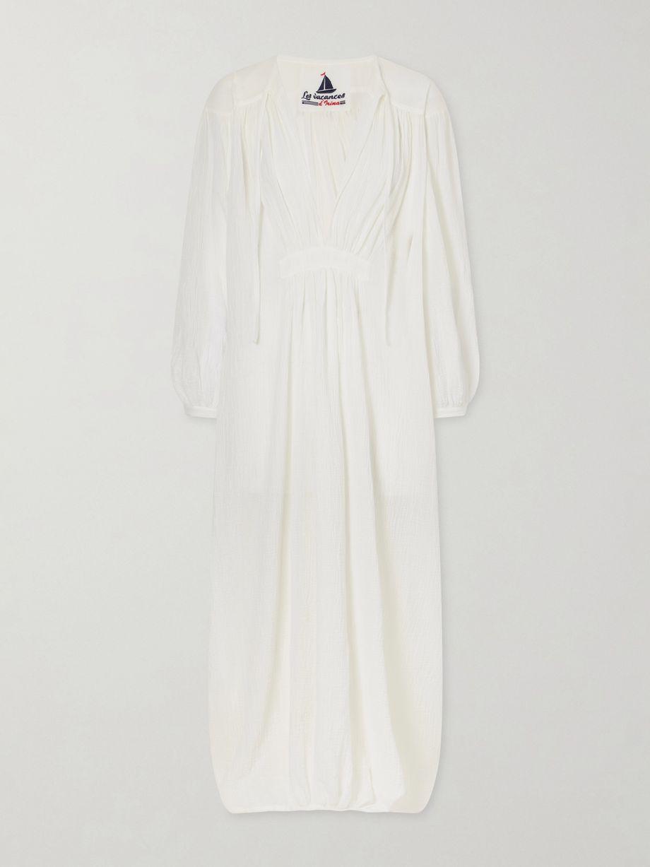 Hazy gathered cotton maxi dress by LES VACANCES D'IRINA