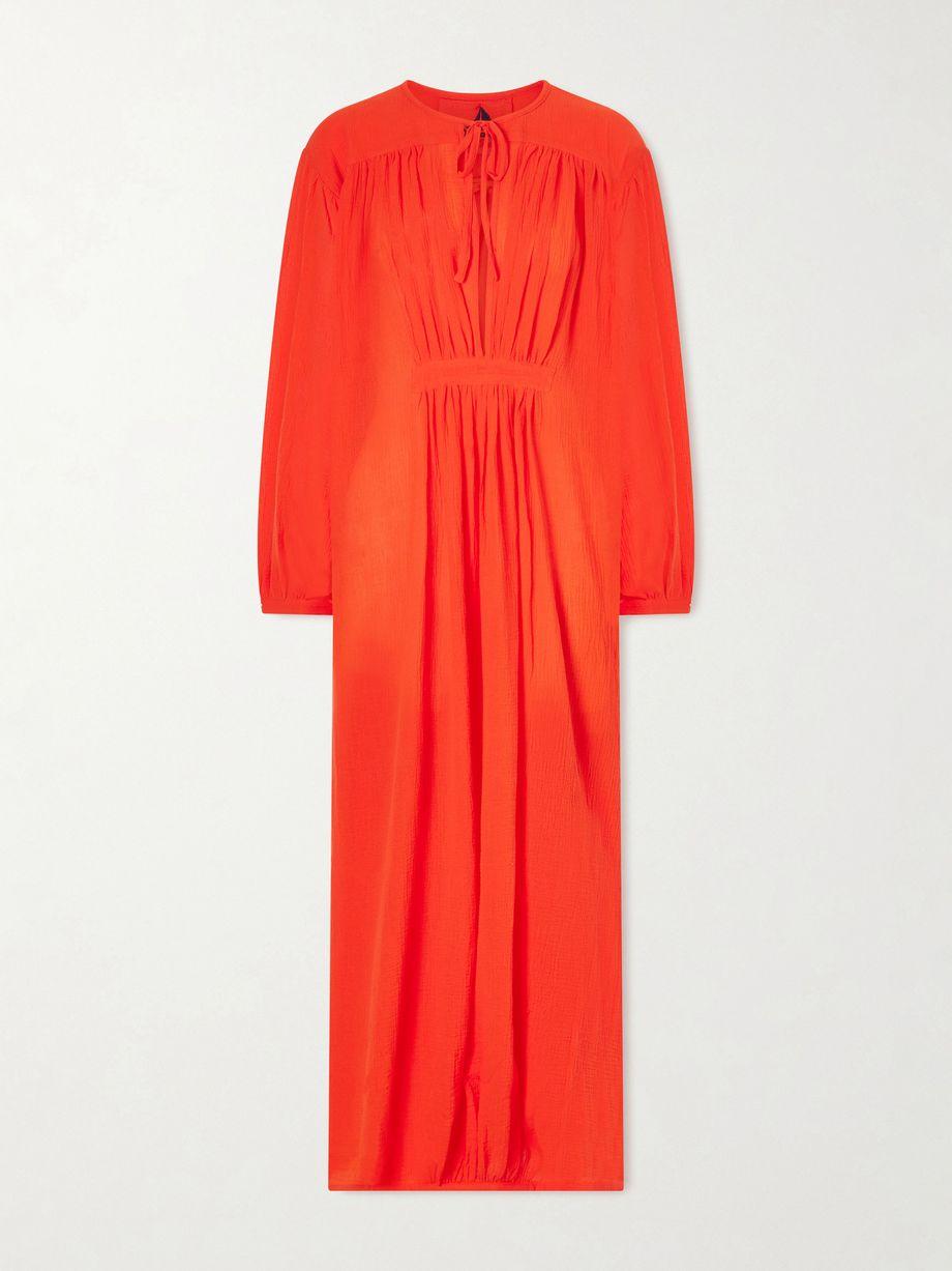 Hazy gathered cotton maxi dress by LES VACANCES D'IRINA
