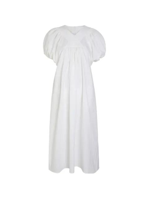 puff-sleeve gathered midi dress by LES VACANCES D'IRINA