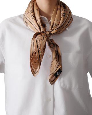 Brown Paisley Silk Scarf by LESCARF