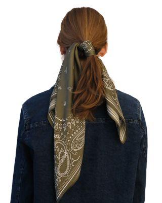 Green Paisley Silk Scarf by LESCARF