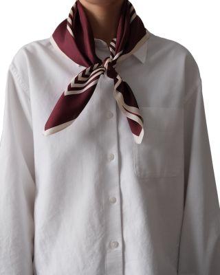 Striped Wine Red Silk Scarf by LESCARF