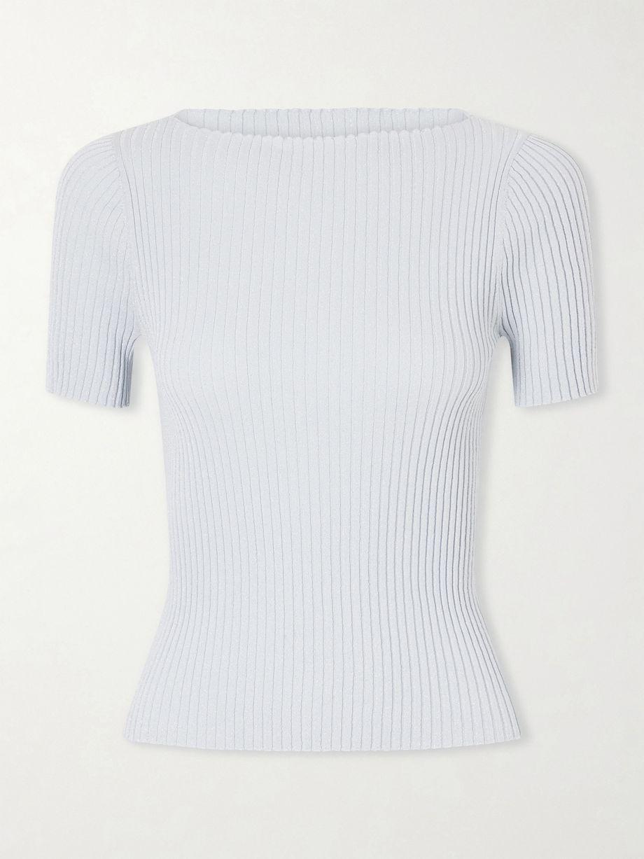Blake metallic ribbed-knit T-shirt by LESET