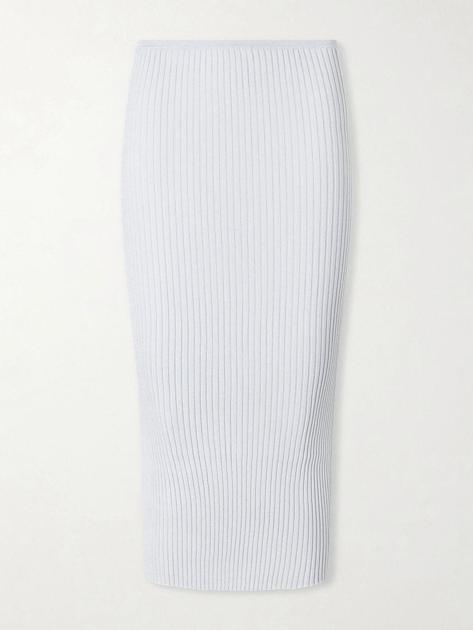 Blake metallic ribbed-knit midi skirt by LESET