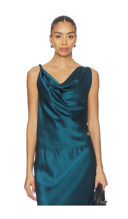 LESET Barb Shell Top in Teal by LESET