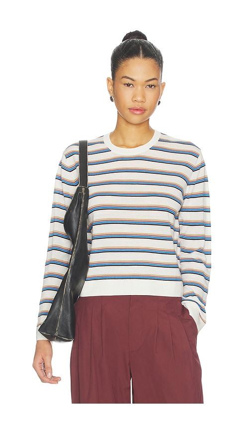 LESET James Stripe Classic Crew in Cream,Blue by LESET