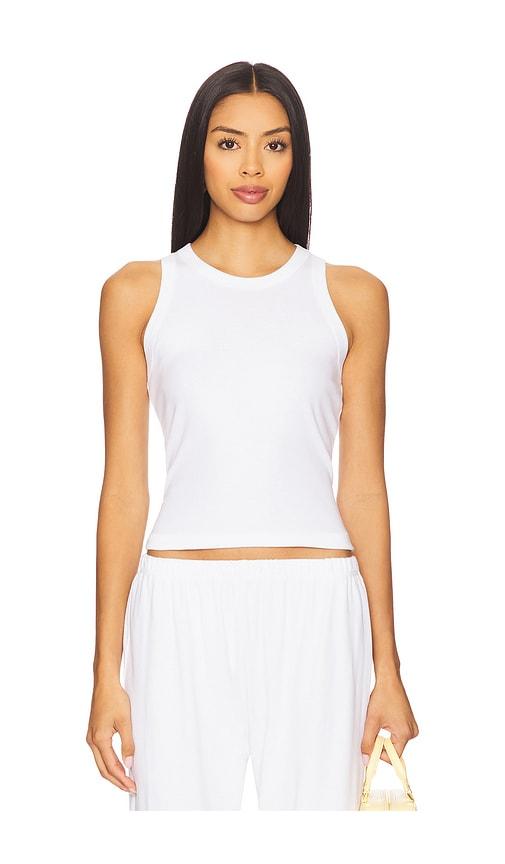 LESET Nando High Neck Tank Top in White by LESET