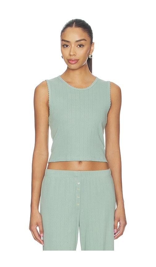 LESET Pointelle Sleeveless Crew in Teal by LESET