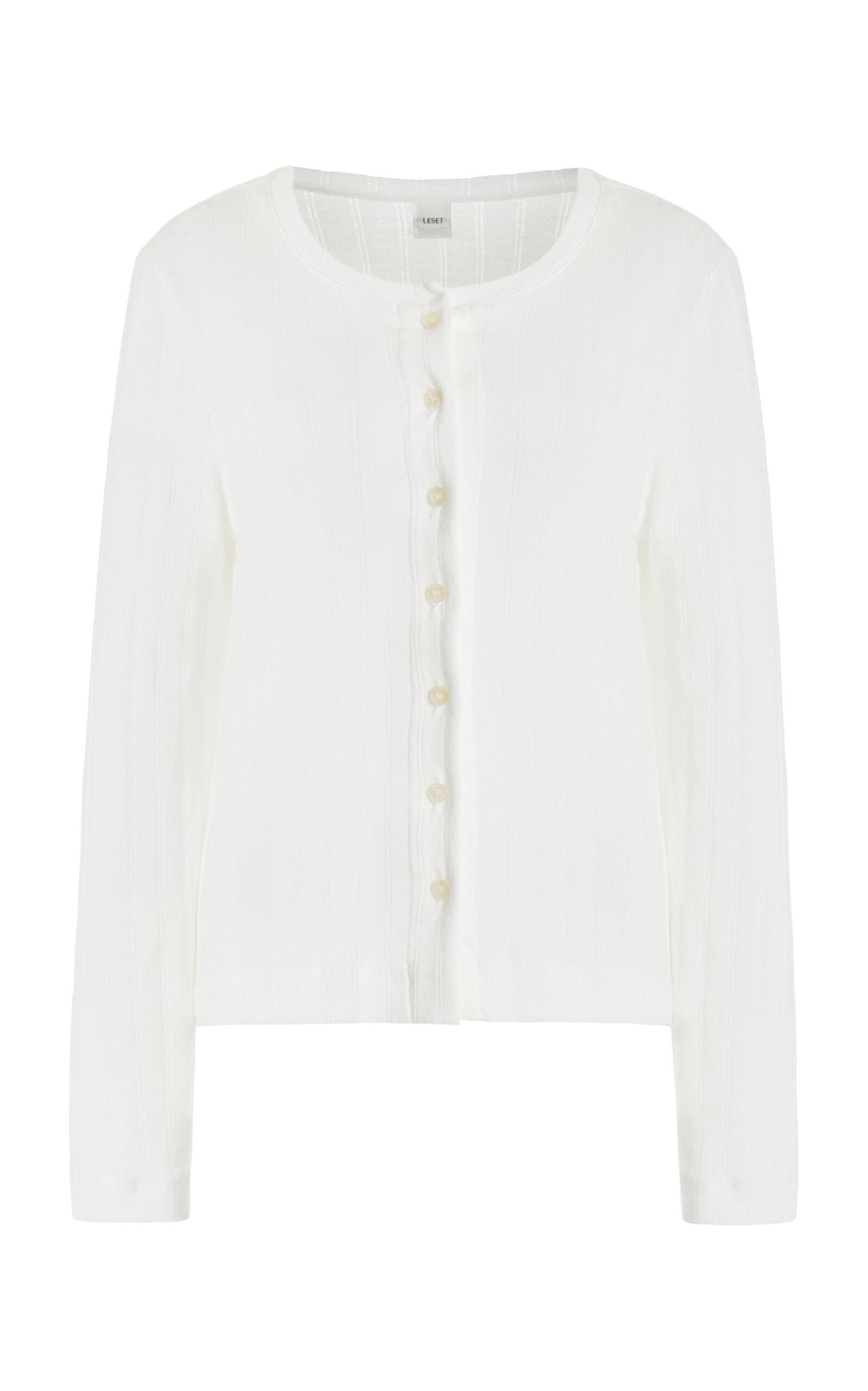 Leset Pointelle-Knit Cotton Cardigan - Moda Operandi by LESET
