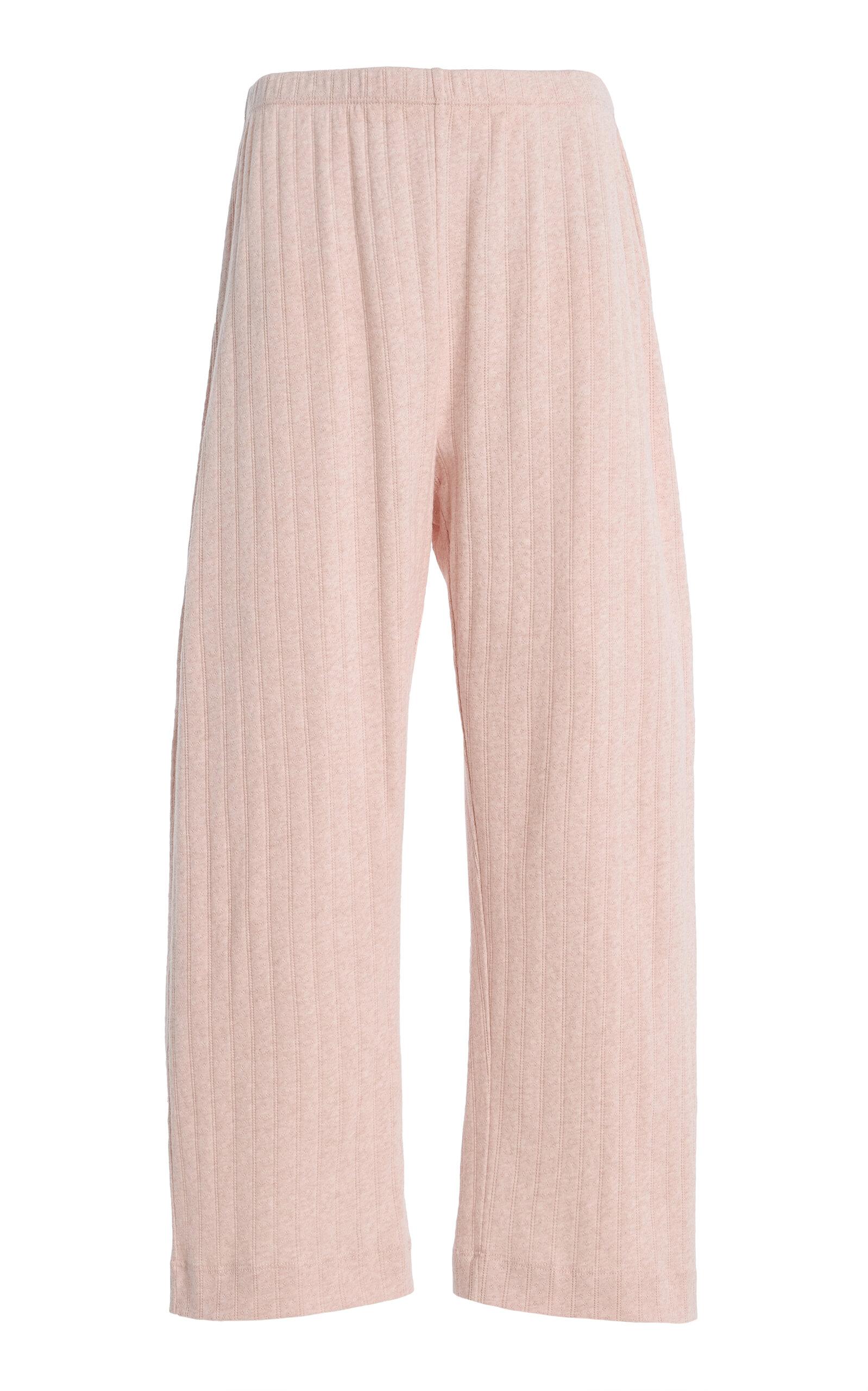 Leset Pointelle-Knit Cotton Crop Wide-Leg Pants -oda Operandi by LESET
