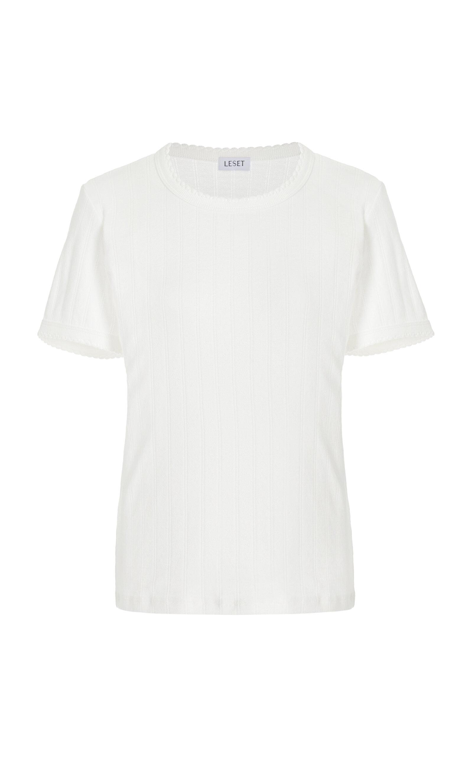 Leset Pointelle-Knit Cotton T-Shirt - Moda Operandi by LESET
