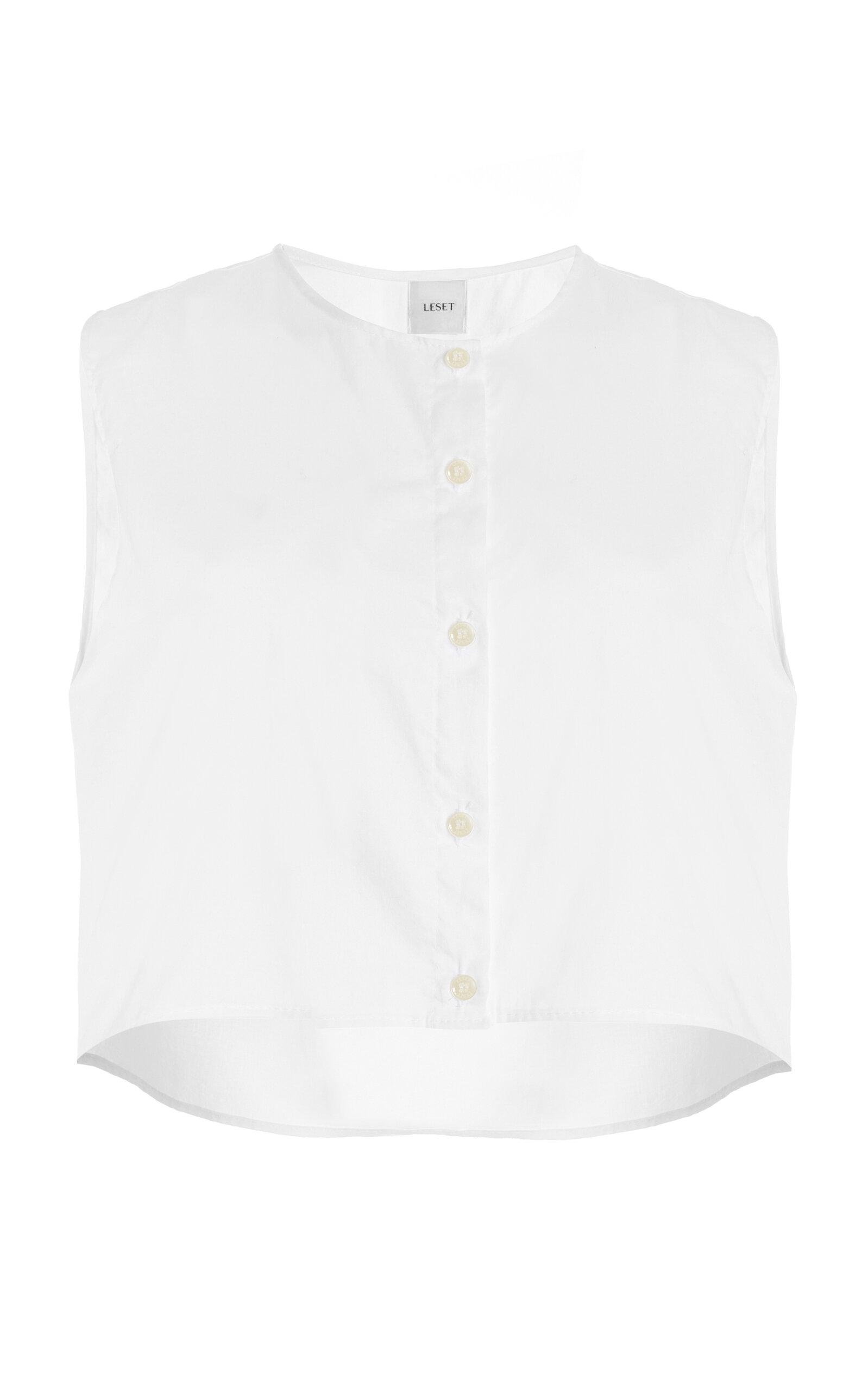 Leset - Yoko Cropped Cotton Vest - White - L - Moda Operandi by LESET