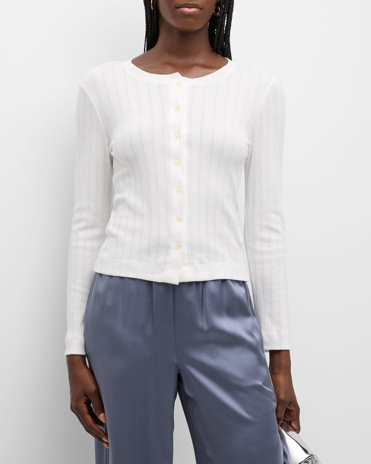 Pointelle Classic Crewneck Cardigan by LESET