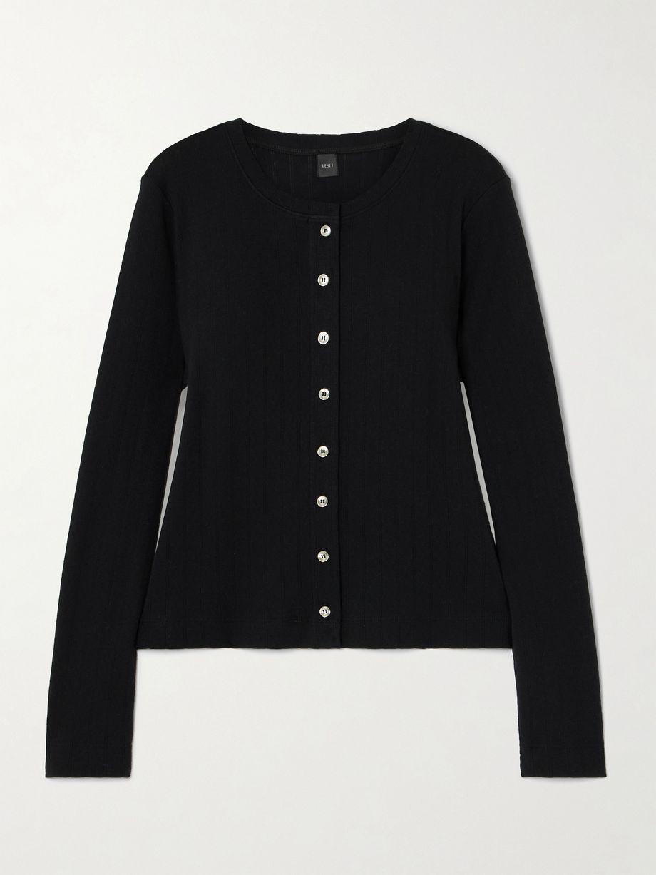 Pointelle-knit cotton cardigan by LESET