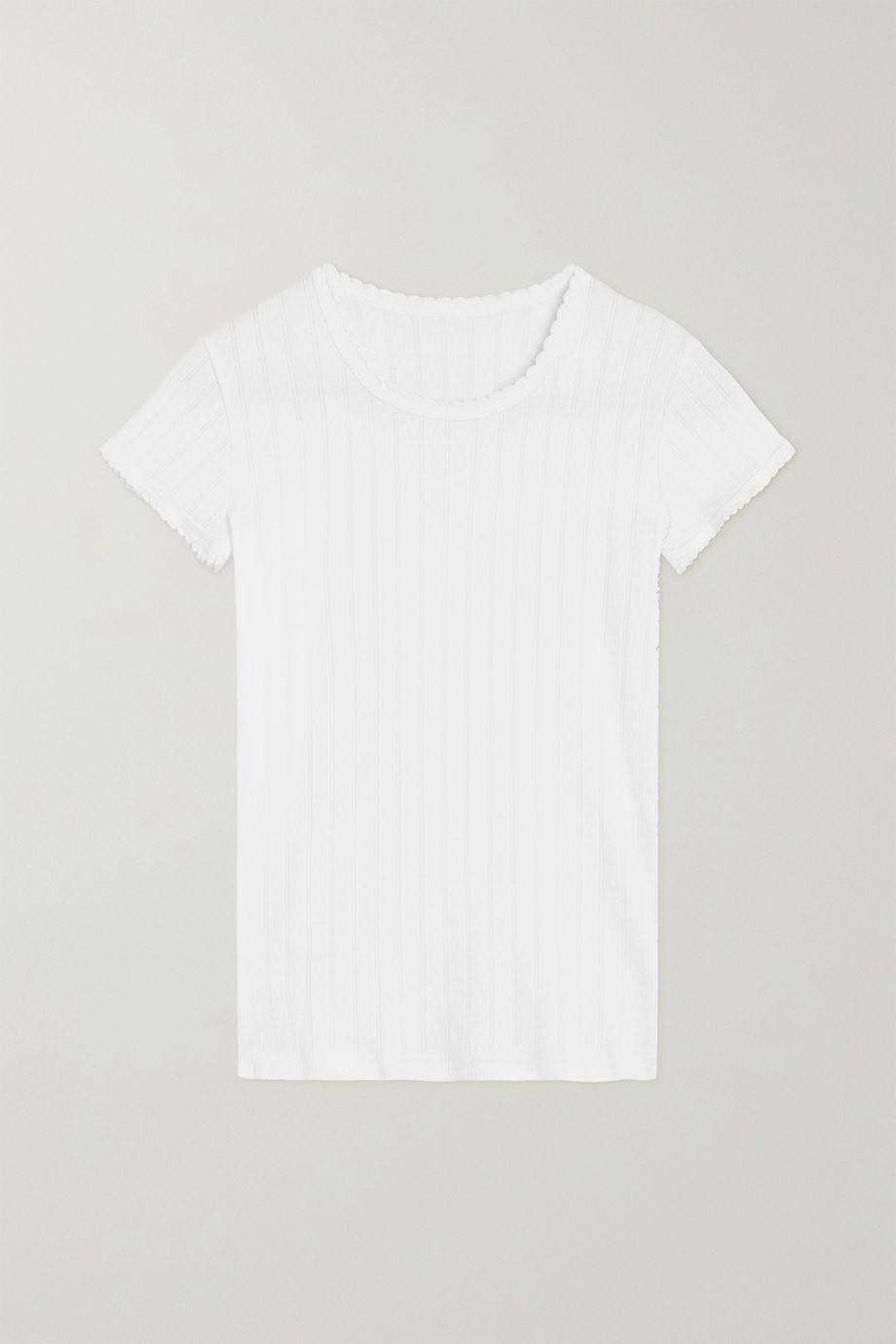 Pointelle-knit cotton-jersey T-shirt by LESET