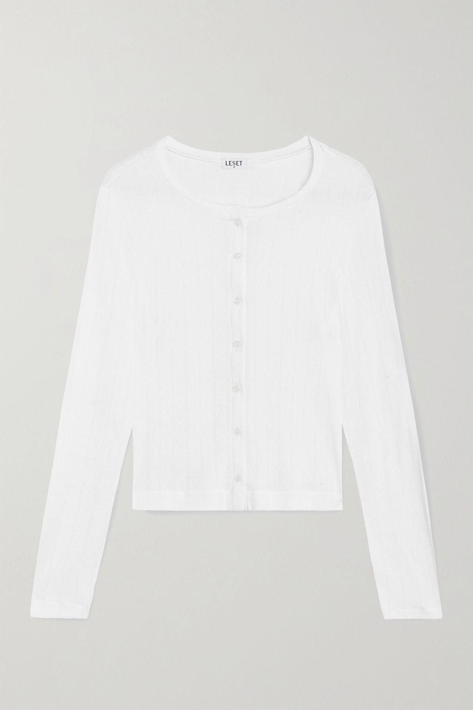 Pointelle-knit cotton-jersey cardigan by LESET