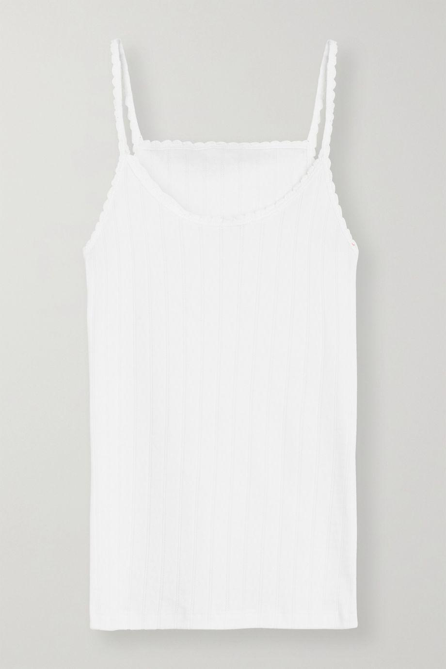 Pointelle-knit cotton-jersey tank by LESET