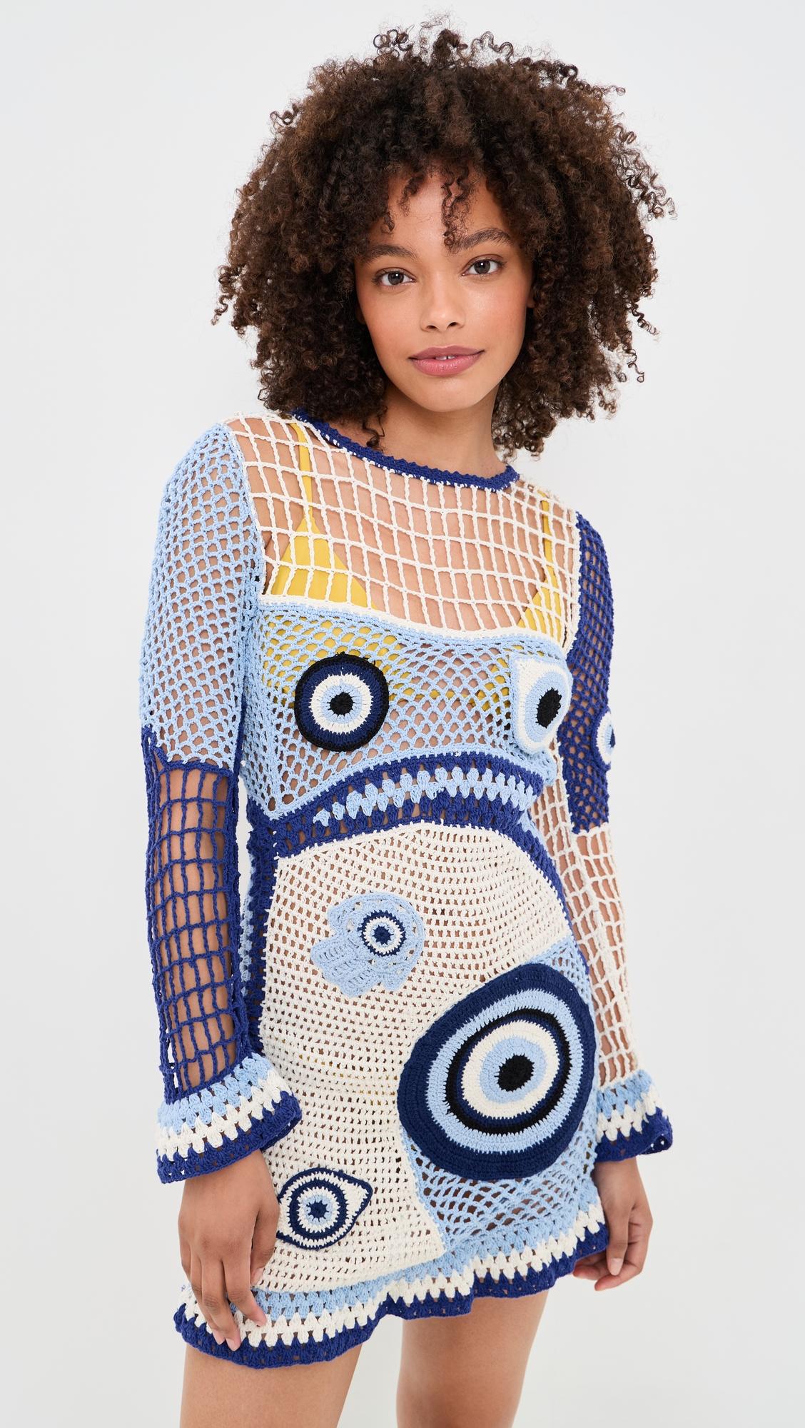 Dream Evil Eye Crochet Dress by LESLIE AMON