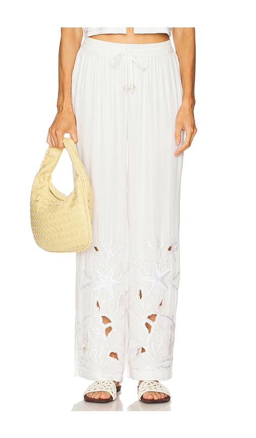 Leslie Amon Coral Reef Pant in Ivory by LESLIE AMON