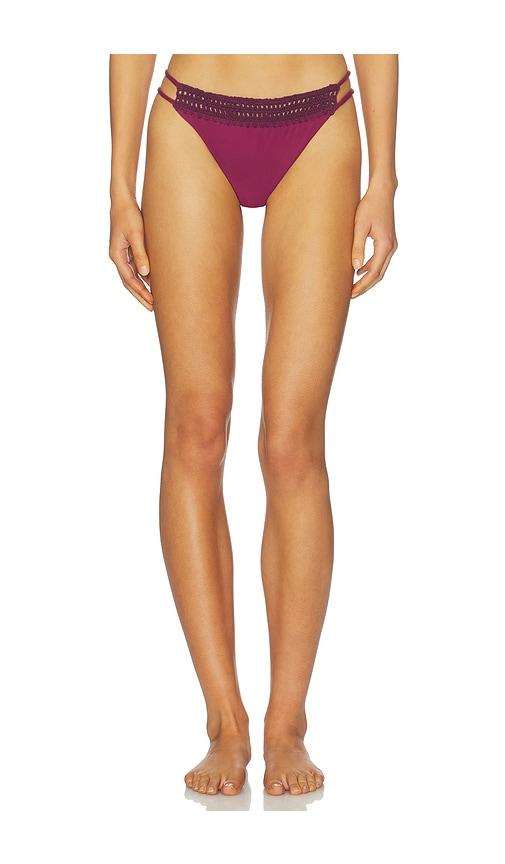 Leslie Amon Garis Trim Bikini Bottom in Burgundy by LESLIE AMON