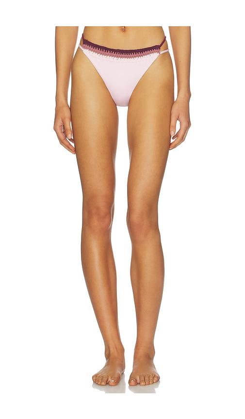 Leslie Amon Garis Trim Bikini Bottom in Pink by LESLIE AMON