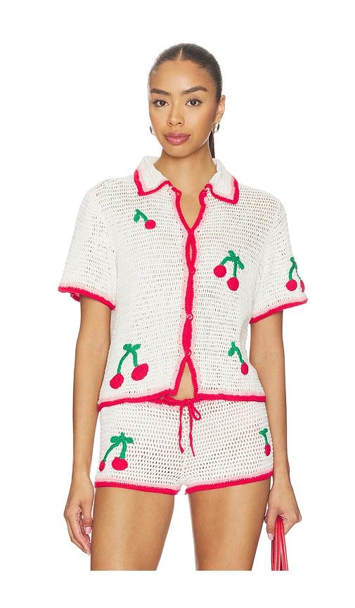 Leslie Amon Ruby Crochet Shirt in White by LESLIE AMON