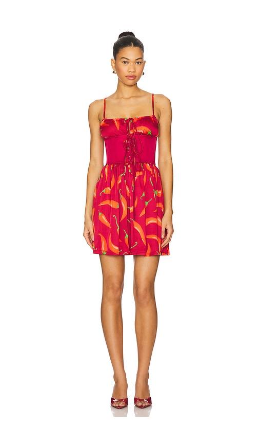 Leslie Amon Slip Corset Mini Dress in Red by LESLIE AMON