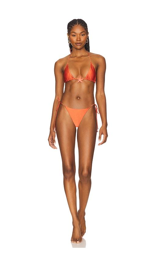 Leslie Amon Triangle Shell Bikini Set in Rust by LESLIE AMON