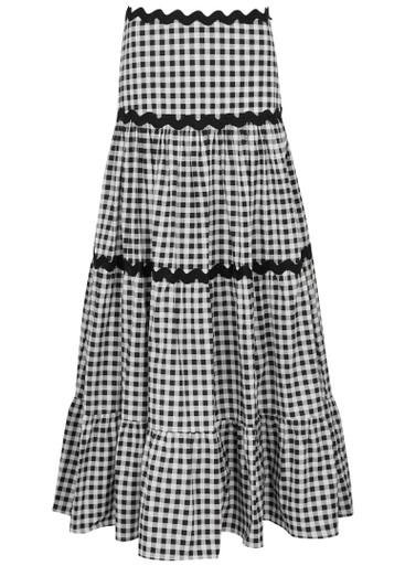 Love checked cotton maxi skirt by LESLIE AMON
