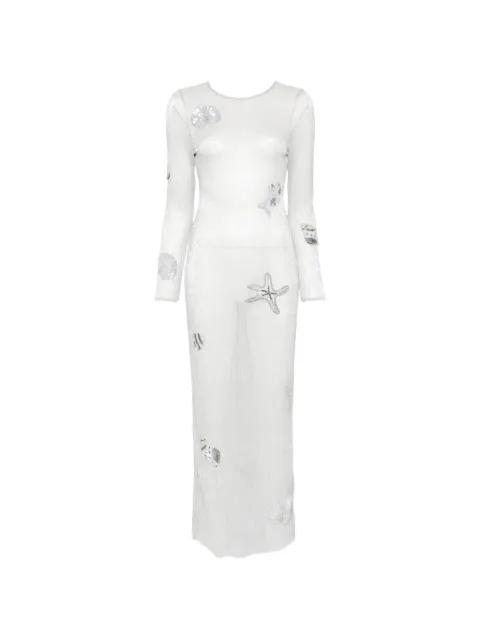 Sea shell-patch maxi dress by LESLIE AMON