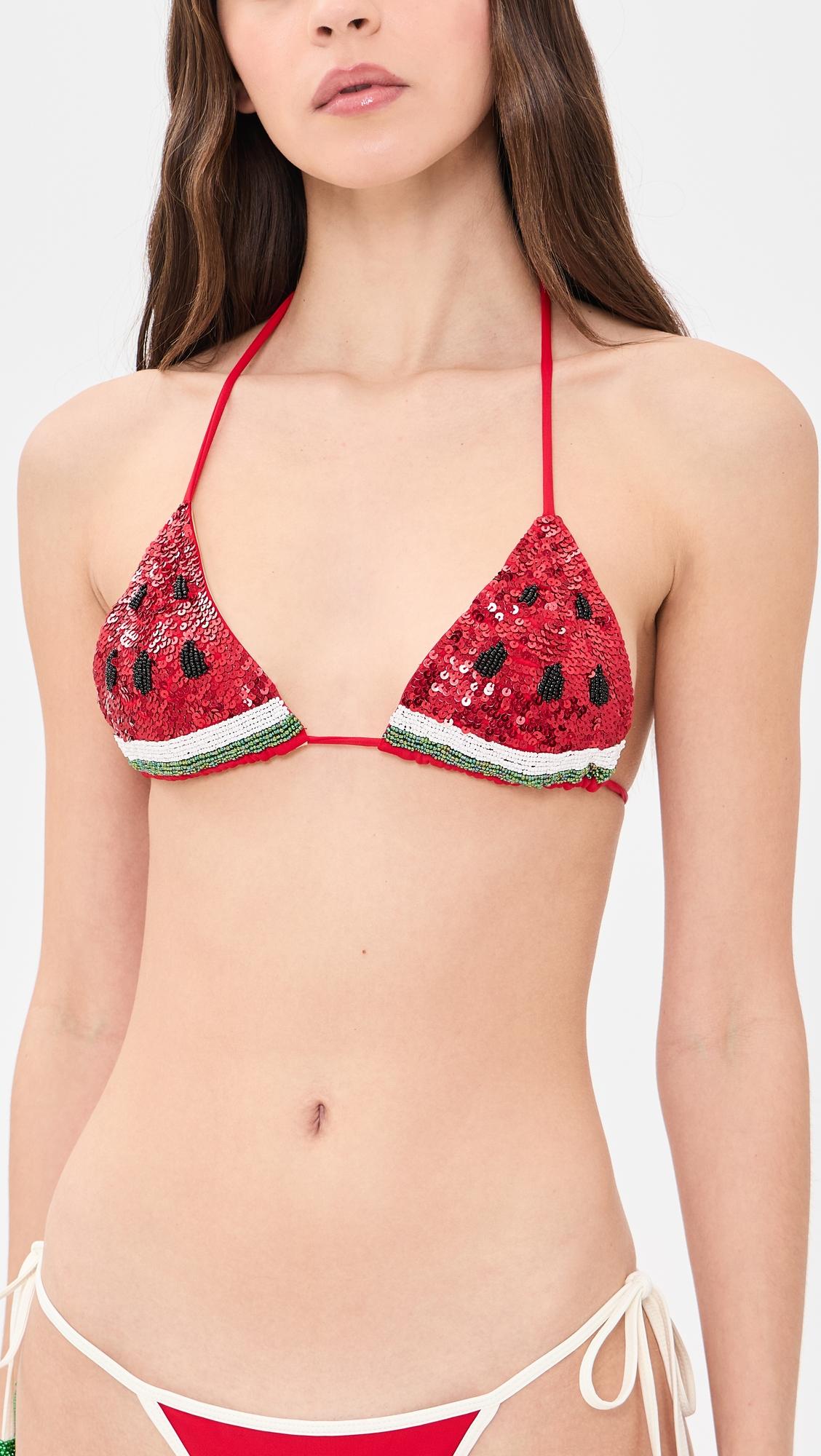Watermelon Slice Tirangle Bikini Top by LESLIE AMON