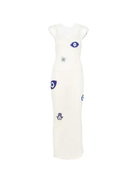 bead-embellished knit midi dress by LESLIE AMON