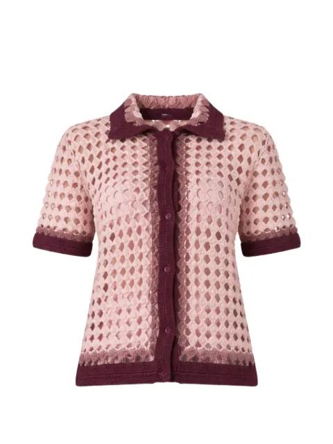 collared open knit shirt by LESLIE AMON