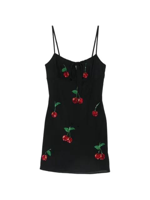 sequin-embellished cherry-motif mini dress by LESLIE AMON