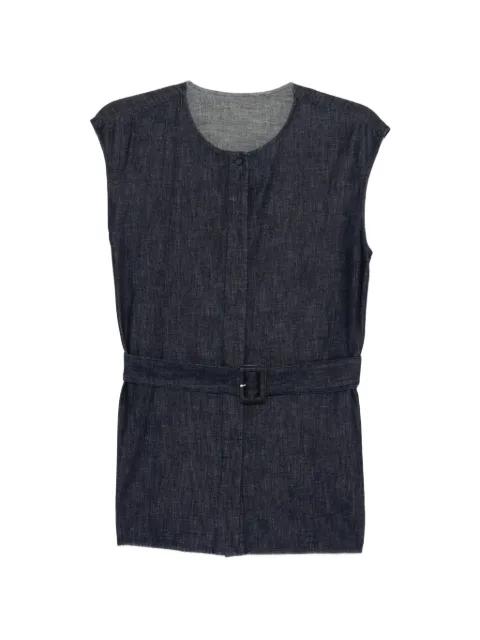 belted denim vest by LESS