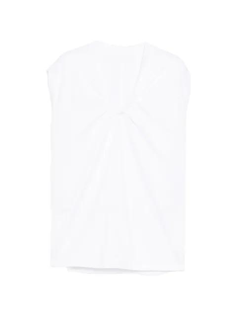 bowknot pleated sleeveless T-shirt by LESS