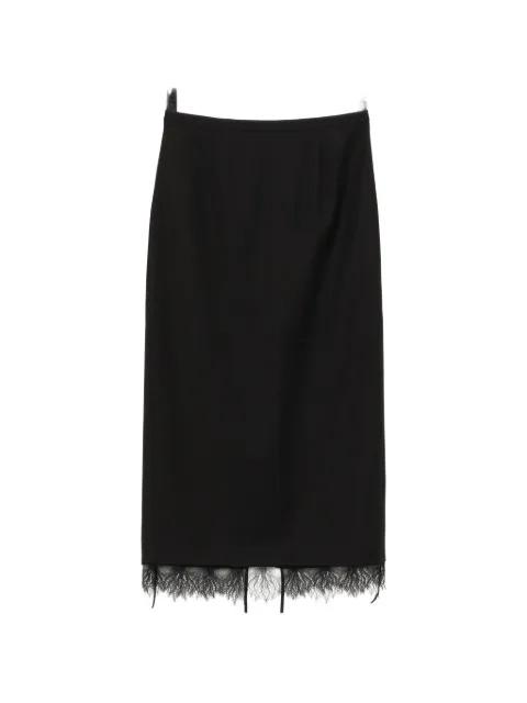 lace-trim midi skirt by LESS
