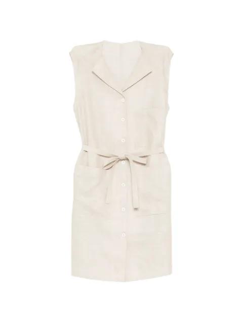 lapel-collar sleeveless dress by LESS