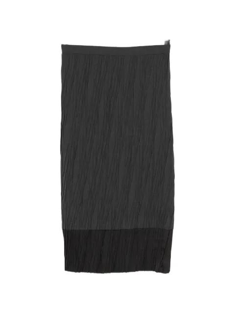 pleated patchwork midi skirt by LESS