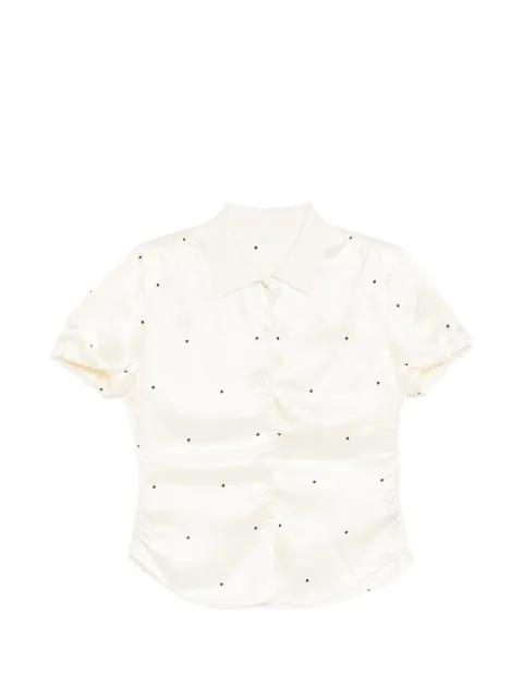 polka dot silk blouse by LESS