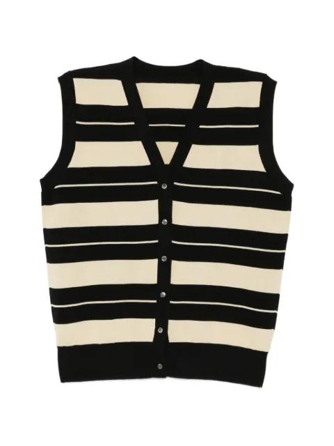 striped buttoned knit vest by LESS