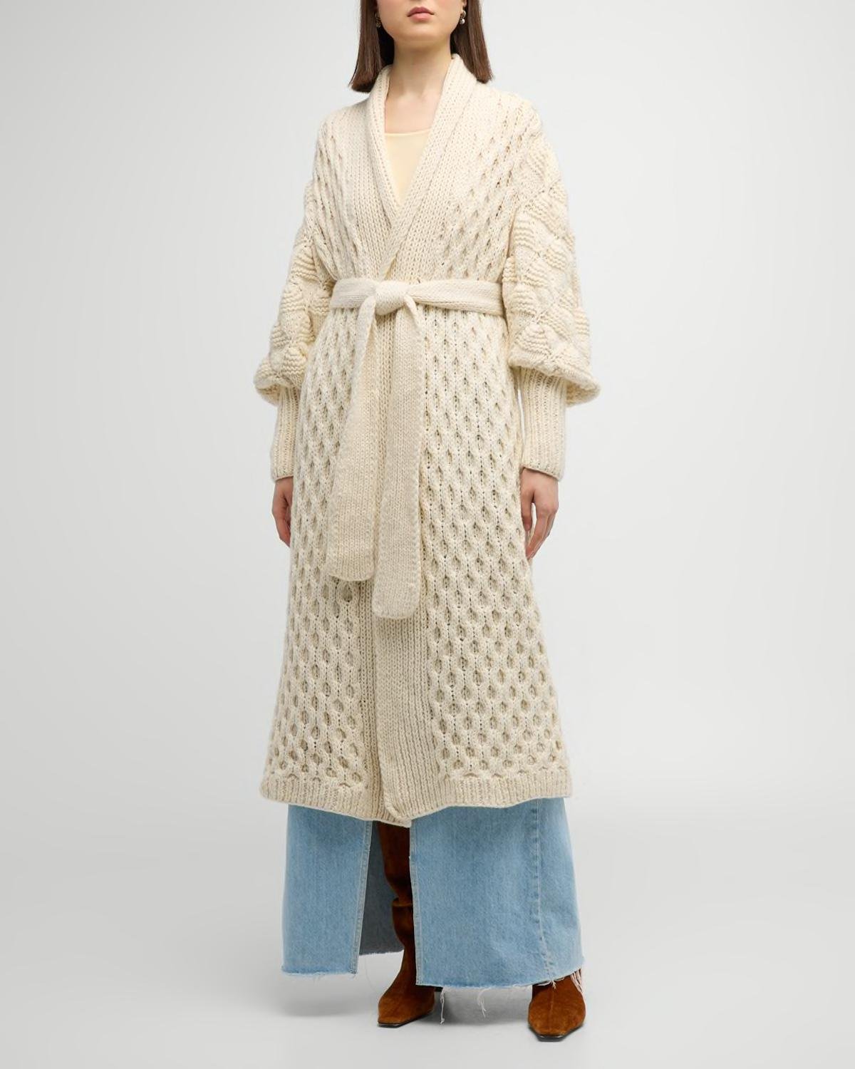 Julie Handmade Chunky-Knit Cashmere Coat by LETANNE