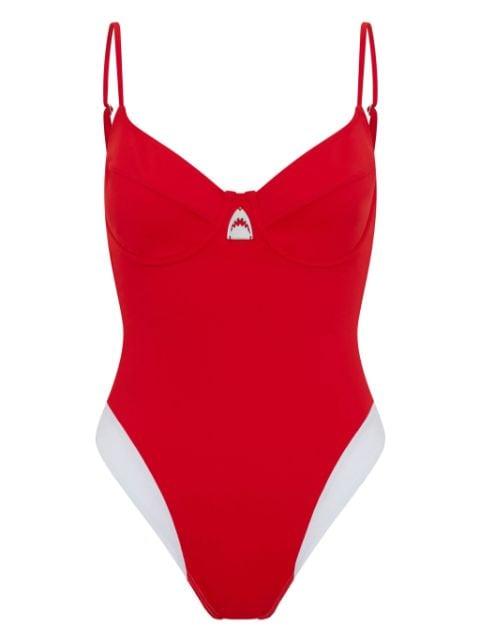 logo-print swimsuit by LET'S SWIM