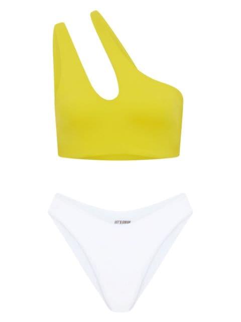 teardrop one-shoulder bikini top by LET'S SWIM