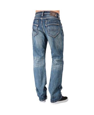 Men's Slim Straight Destroyed Sanding Whiskering Premium Jeans by LEVEL 7