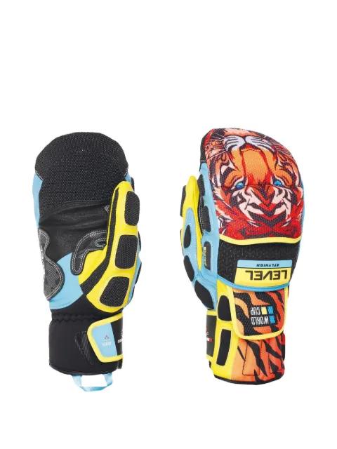 Federica Brignone tiger-print gloves by LEVEL