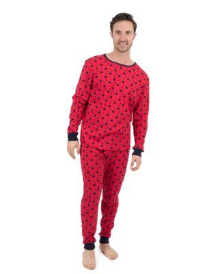 Men's 2piece Cotton Long Sleeve Shirt and Pants Allover Print Pajamas by LEVERET
