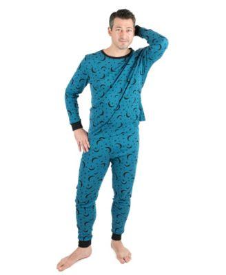 Men's 2piece Cotton Long Sleeve Shirt and Pants Allover Print Pajamas by LEVERET